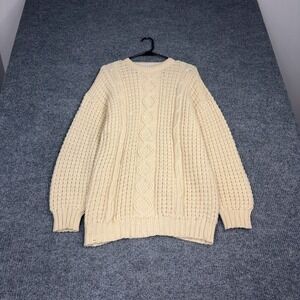 Vintage Patrick Malin Cable Knit Sweater Men L Wool Aran Fisherman Hand Loomed